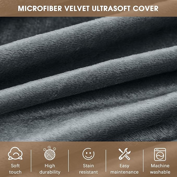 3 Feet Bean Bag Chair - BeanBag Chairs for Adults, Living Room Furniture Sofa with Soft Micro Fiber Cover, Round Fluffy Couch for Bedroom College Dorm - Grey-CasaMuseHome