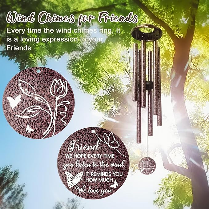 25''Wind Chimes,Best Friend Birthday Gifts for Women, Woman, Thanksgiving,Christmas Day Gifts Ideas for Friendship Rreminder.-CasaMuseHome