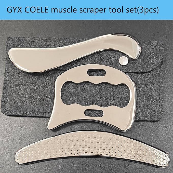 3 in 1 Professional IASTM Massage Tool Set, Stainless Steel Muscle Scraper, Physical Therapy Tools for Soft Tissue-CasaMuseHome