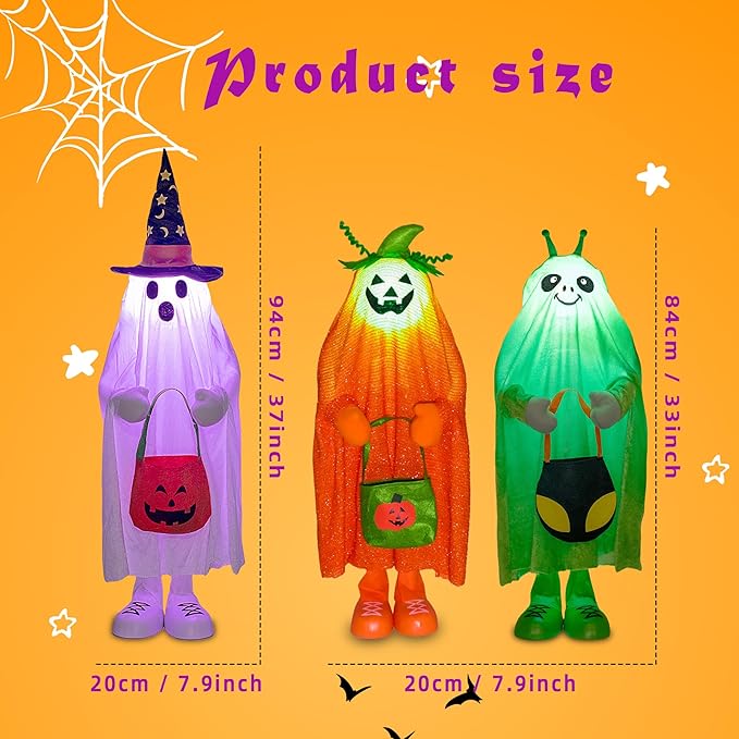 32" Front Porch Light up Halloween Figure Décor, Kit Standing Trick or Treat Indoor and Outdoor Decorations-Alien-CasaMuseHome