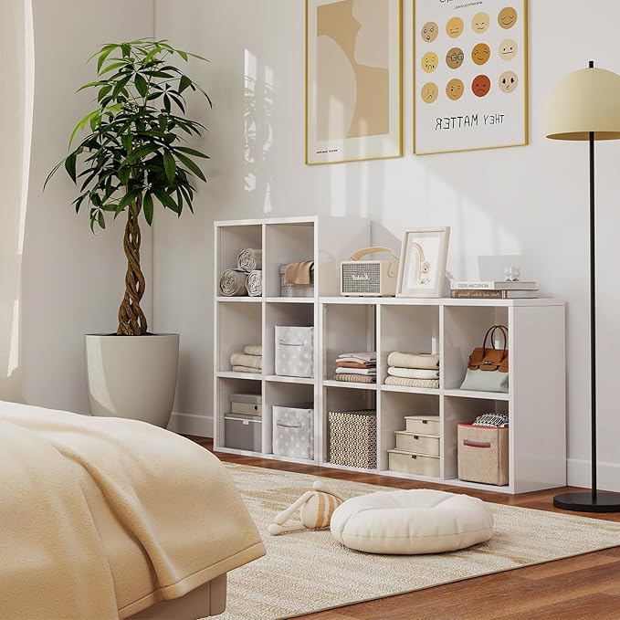 4 Cube Book Shelf - High-Strength Steel Cube Storage Organizer with Open Display Shelves for Living Room-CasaMuseHome