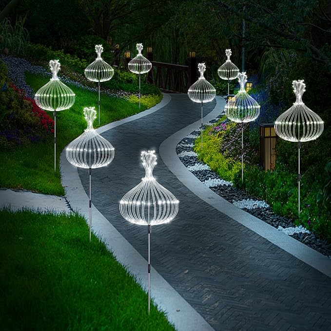 8 Pack Outdoor Solar Garden Lights, Firework Lights Solar Powered 8 Modes, Solar Landscape Lamp Outside Decor with Remote Control,120 LED Waterproof DIY String Lights for Yard Pathway Decoration-CasaMuseHome