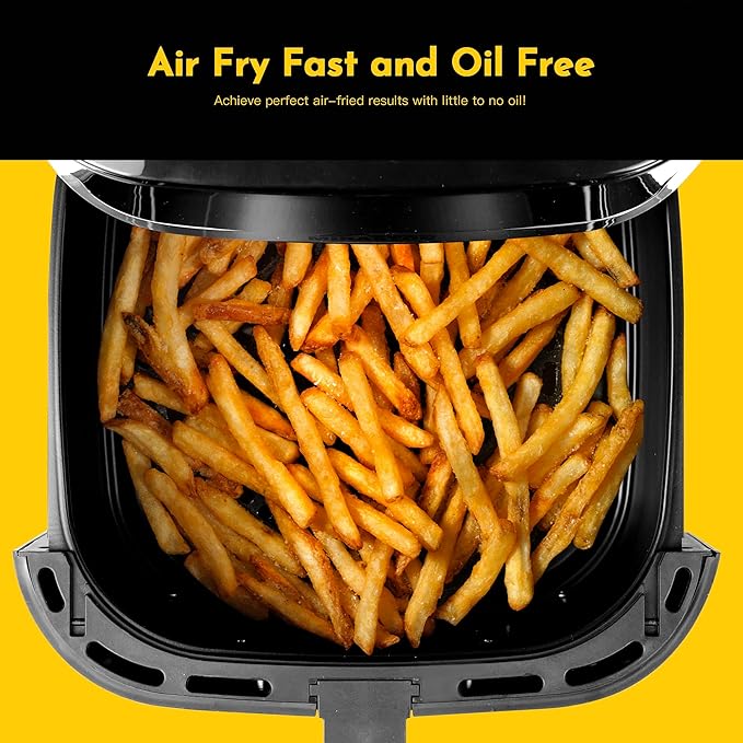 8.5QT Air Fryer, Upgraded Family Size Capacity, Visual Window, Square Basket Dials Stainless Steel Air Fryers, Reheat Leftovers, Easy Cooking for Healthier Breakfast & Dinner in Minutes-CasaMuseHome