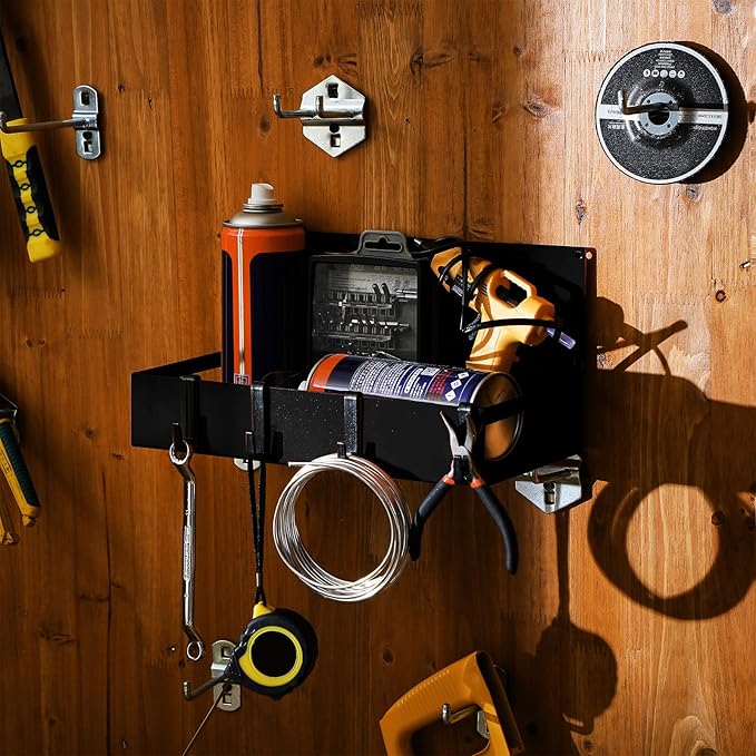 3 Pack Magnet Garage Organizer Magnetic Spice Rack for Refrigerator 20 lb Capacity Shelf Hanging Heavy Duty Magnetic Fridge Side for Organize Garage Tools(Black)-CasaMuseHome