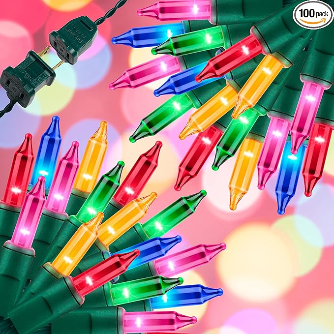 100LIGHTS Multi Extra-Bright with End Connectors Christmas Decorative Lights 5.98m UL Certified Mini String Light Set Waterproof for Home Garden Holiday Christmas Tree Party Patio Wedding-CasaMuseHome