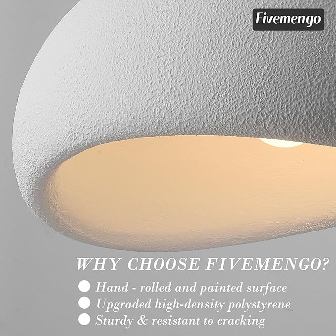 19.7in Wabi Sabi Pendant Lights Kitchen Island Lighting Fixture Ceiling Mount White Modern Japanese Lamp Japandi Chandelier for Dining Living Room Hallway Bedroom Restaurant Hanging Lamp-CasaMuseHome