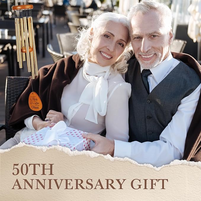 50th Wedding Anniversary Wind Chime, Happy 50th Anniversary Romantic Gifts for Couple, Parents, Wife, Husband, Friends, Golden Anniversarys Keepsake Gifts Ideas-CasaMuseHome