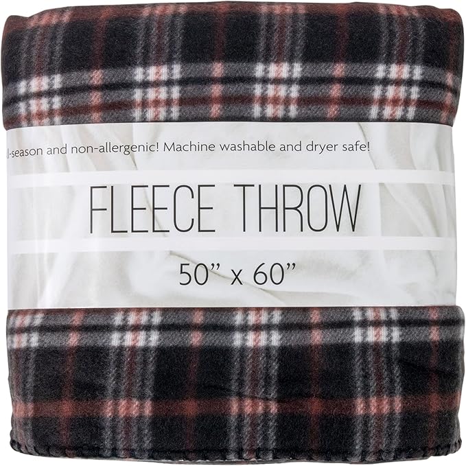 50x60 Throw Blankets, Plaid Fleece Throw Blankets for Bedroom, Couch, Livingroom, Chair, Pets, Outdoors-CasaMuseHome