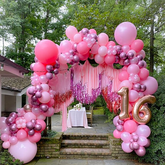 130pcs Pink Balloons Different Sizes 18" 12" 10" 5" Party Latex Balloons for Birthday Baby Shower Wedding Anniversary Princess Theme Party Decorations-CasaMuseHome