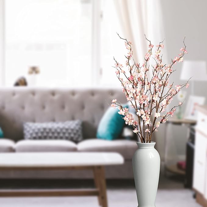 4Pcs Cherry Blossom Branches Artificial Flowers for Spring Summer Indoor Decoration,Faux Long Stem Artificial Flowers for Wedding Home Office Bedroom Party Table Centerpieces Decor (Pink)-CasaMuseHome