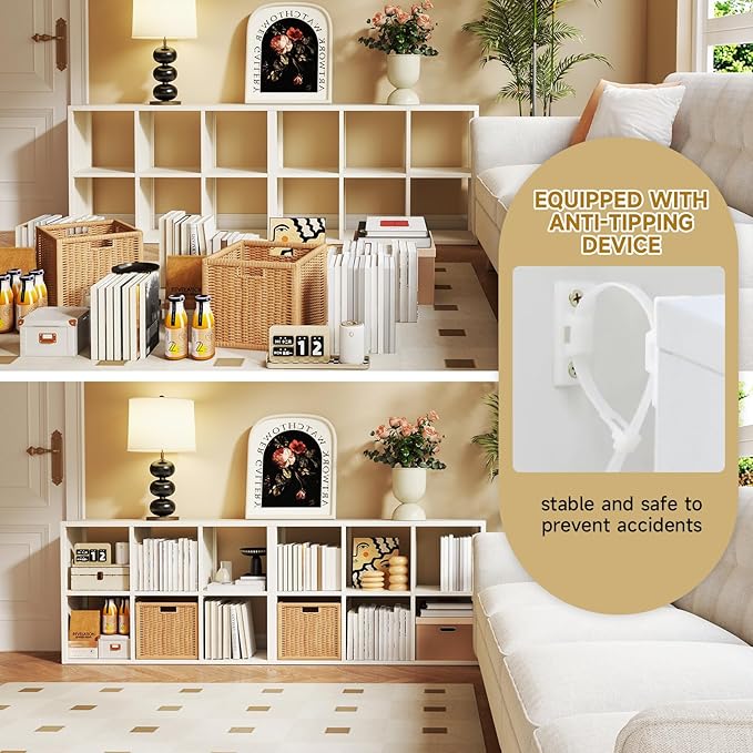 6 Cube Storage Organizer, Black Bookshelf with Storage, 2 Tier Storage Cubes,Freestanding Storage Organizer with Shelves for Living Room, Study-CasaMuseHome