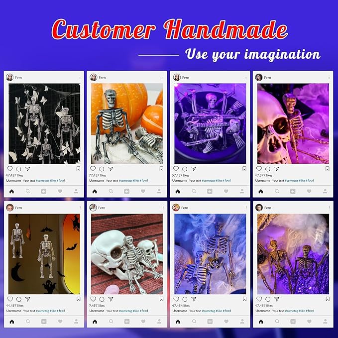 24 Pcs mini skeleton halloween decoration With hemp rope，6”small plastic posable halloween tiny skeleton figurines decor for Halloween Indoor Outdoor Graveyard Decor Haunted House Party Favors-CasaMuseHome