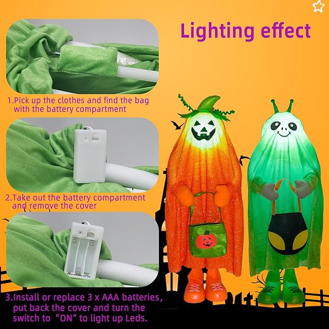 32" Front Porch Light up Halloween Figure Décor, Kit Standing Trick or Treat Indoor and Outdoor Decorations-Alien-CasaMuseHome
