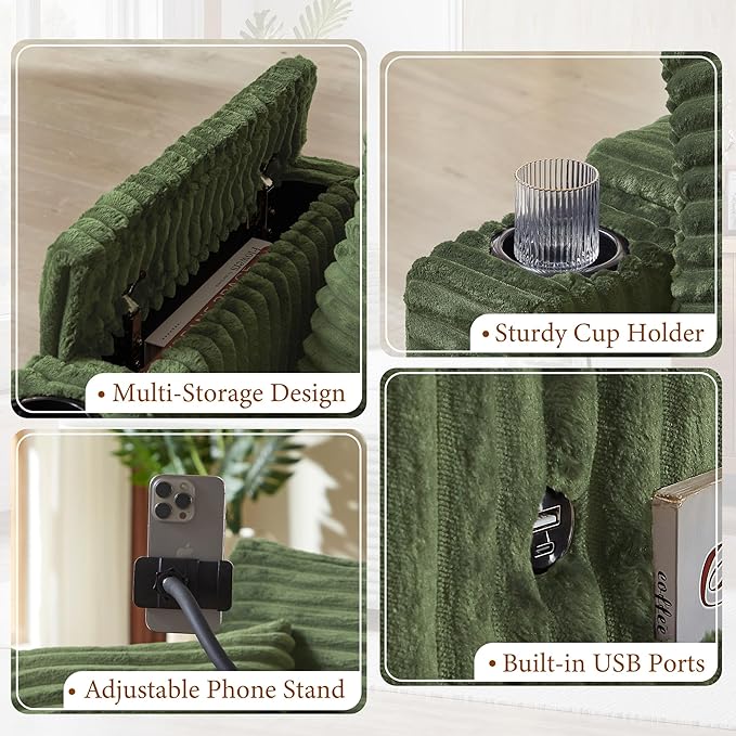 Accent Chair with Storage Ottoman Upholstered Living Room Chairs for Reading Chair with Chaise Lounge Chairs Indoor, Comfortable Armchair for Bedroom-CasaMuseHome