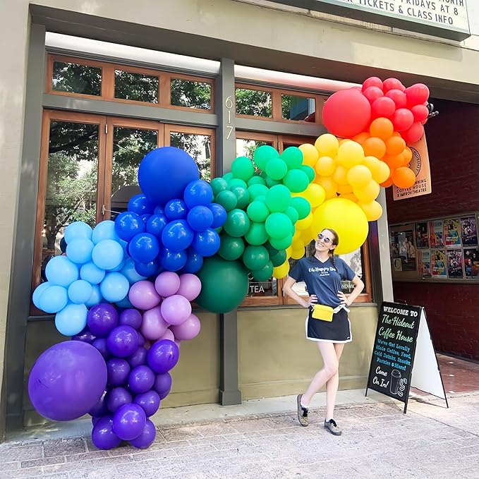 134pcs Rainbow Balloon Arch Kit Different Sizes 18" 12" 10" 5" Assorted Color Latex Balloon Garland Arch Kit for Birthday Baby Shower Graduation Wedding Gender Reveal Party Decorations-CasaMuseHome