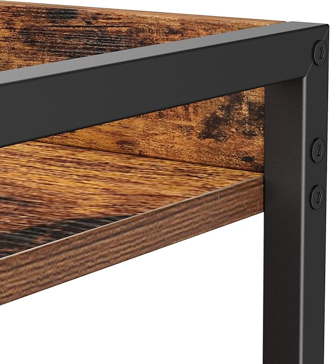 3-Tier Kitchen Spice Rack Organizer for Countertop, Coffee Counter Shelf, Mug Shelf, Bathroom Counter Organizer, Makeup Organizer, Rustic Brown and Black-CasaMuseHome