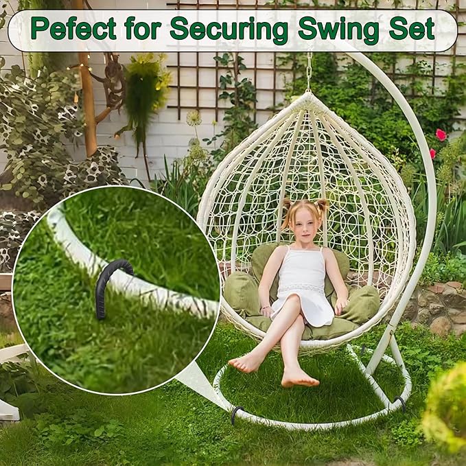 16 Inch Ground Rebar Stakes Heavy Duty J Hook Ground Anchors 40 Pack, Tent Stakes with Chisel Point End, Chain Link Fence Spikes for Bounce House, Gazebos and Outdoor Decorations Inflatables-CasaMuseHome