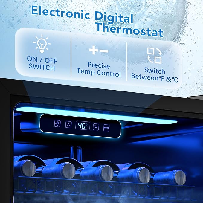 2.5 Cu.Ft Beverage Fridge, Mini Fridge With Glass Door, Beverage Cooler Refrigerator, Wine Drink Beer Cooler, Adjustable Shelves & Digital Temperature Display, 22 Bottle 95 Can-CasaMuseHome