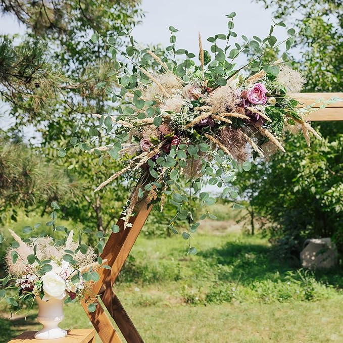 8Pcs Faux Eucalyptus Stems, 27" Artificial Eucalyptus Plants with White Frosted Coating, Fake Eucalyptus Decor Silk Greenery Leaves for Wedding Bouquets Home Decor DIY Floral Arrangements-CasaMuseHome