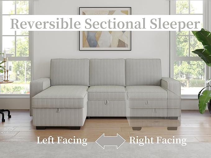 91-inch Reversible Sectional Sleeper-CasaMuseHome