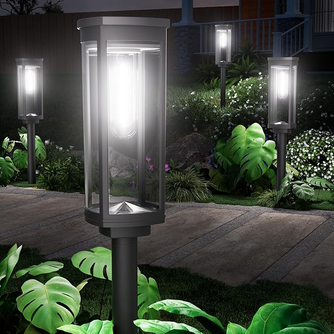4 Pack Solar Pathway Lights Outdoor, Modern Super Brightness LED Path IP65 Waterproof Garden Lights Solar Powered Landscape Lighting for Outside Yard Garden Driveway Walkway-CasaMuseHome