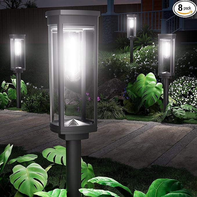 8 Pack Solar Pathway Lights Outdoor,Super Brightness IP65 Waterproof Auto On/Off Solar Path Lights, Garden Solar Powered Landscape Lighting for Outside Yard Garden Driveway Walkway Decor-CasaMuseHome