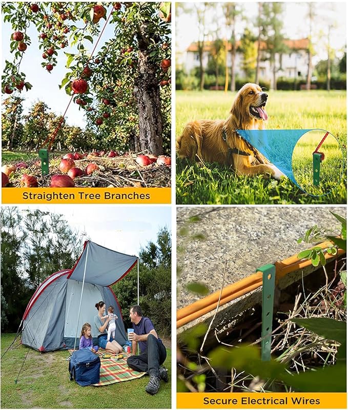 60Pcs Metal Garden Landscape Edging Stakes, Green,10in anchoring Stakes Landscape Anchoring Spikes for Terrace Board,Garden Liner, Landscape Edging Coil,Bender Board,Grass Barrier-CasaMuseHome