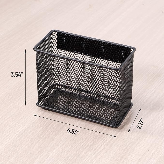 4.5'' × 2.2'' × 3.5'' Magnetic Basket for Whiteboard Black Magnetic Basket for fridge, Magnetic Locker Organizer Holder with 4 Strong Magnets, Magnetic Holder for Refrigerator Locker,-CasaMuseHome