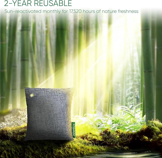 Activated Charcoal Odor Absorber, Odor Eliminator for Strong Odor,Bamboo Charcoal Air Purifying Bags for Home Car Closet Pet, Smoke Room Deodorizer (4 x 500g Large, Unscented)-CasaMuseHome