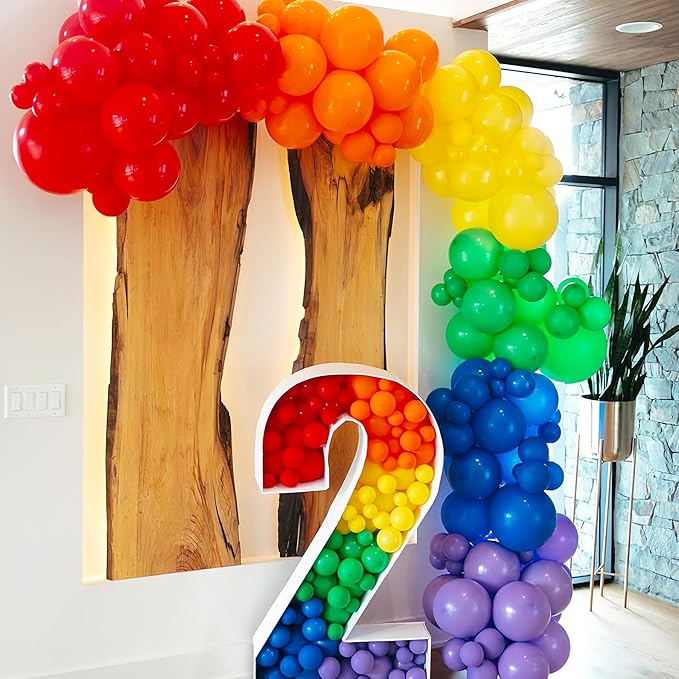 134pcs Rainbow Balloon Arch Kit Different Sizes 18" 12" 10" 5" Assorted Color Latex Balloon Garland Arch Kit for Birthday Baby Shower Graduation Wedding Gender Reveal Party Decorations-CasaMuseHome