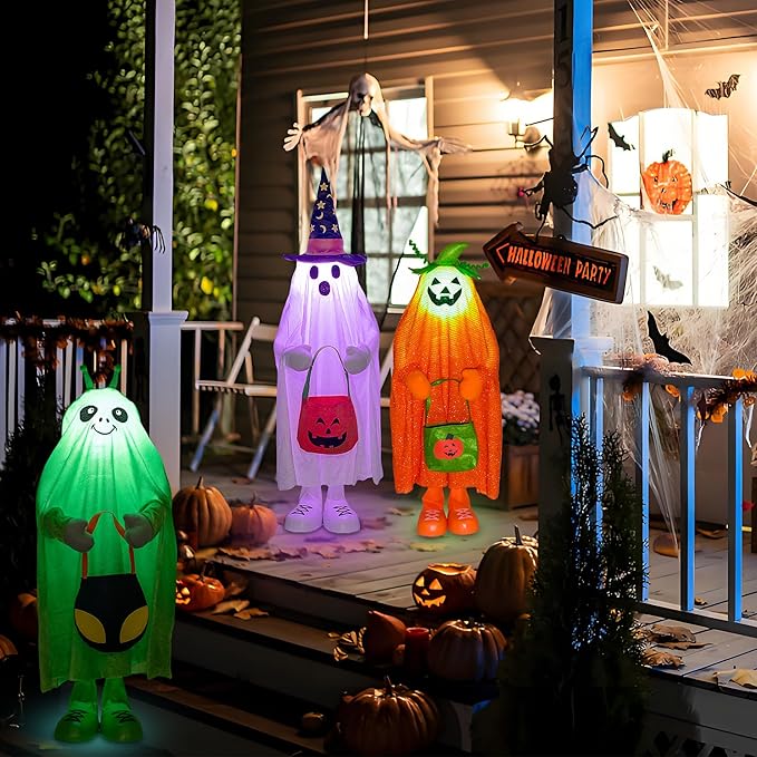 32" Front Porch Light up Halloween Figure Décor, Kit Standing Trick or Treat Indoor and Outdoor Decorations-Alien-CasaMuseHome