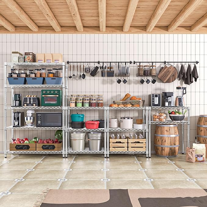 1750 LBS Storage Shelves 5-Tier Utility Shelving Unit Steel Organizer Wire Rack for Home,Kitchen,Office,Garage, Capacity 17.7" D x 47.2" W x 72.3" H-CasaMuseHome