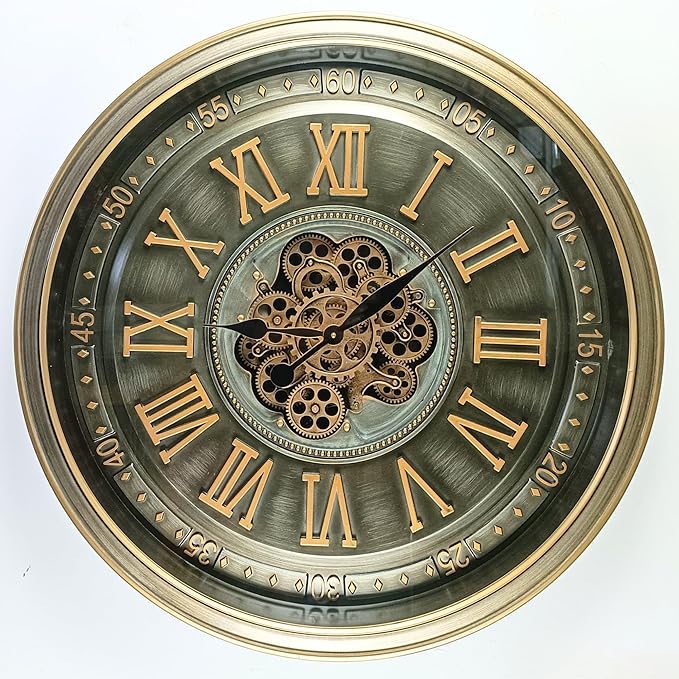 32'' Inch Real Moving Gear Wall Clock Ireland Line (Brass Antique, 32 inches (80 cm))-CasaMuseHome