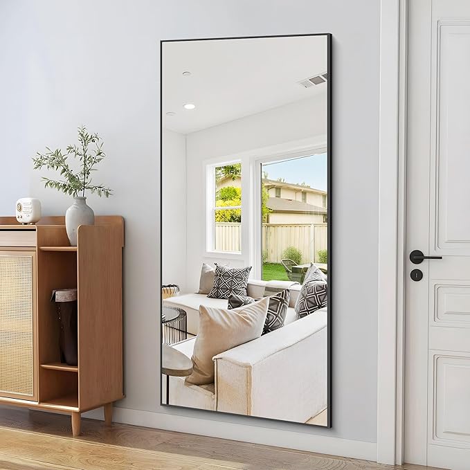 36x72inch Bathroom Mirror, Black Rectangle Mirror with Thin Metal Frame, Large Rectangular Wall Mirrors for Bathroom, Living Roomm, Hair Salon, Big Farmehouse Mirror Hang Horizontal/Vertical-CasaMuseHome