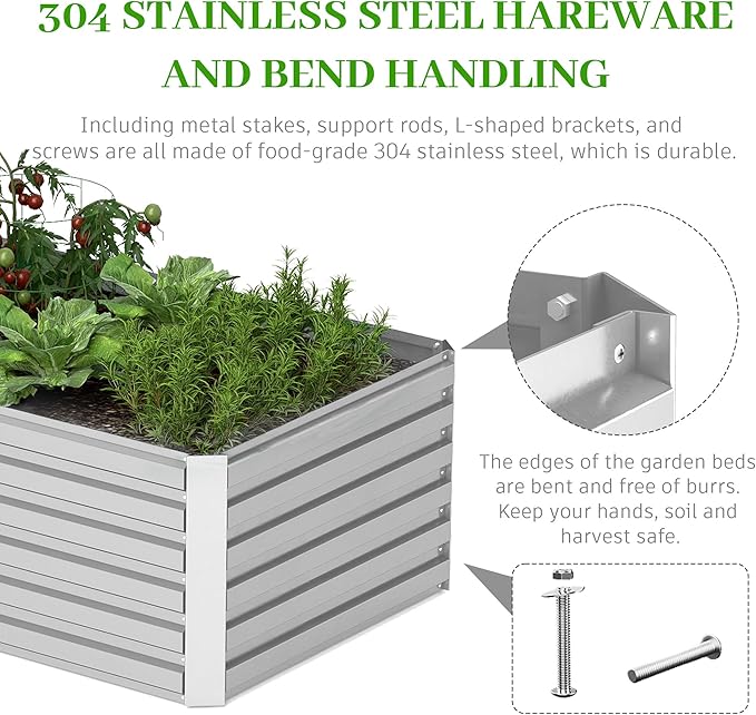 8x4x2 ft Outdoor Raised Garden Bed, Large Metal Planter Raised Beds, Planters for Outdoor Plants for Vegetables, Flowers, Herbs, Fruits, and Succulents.(2 Pcs)-CasaMuseHome