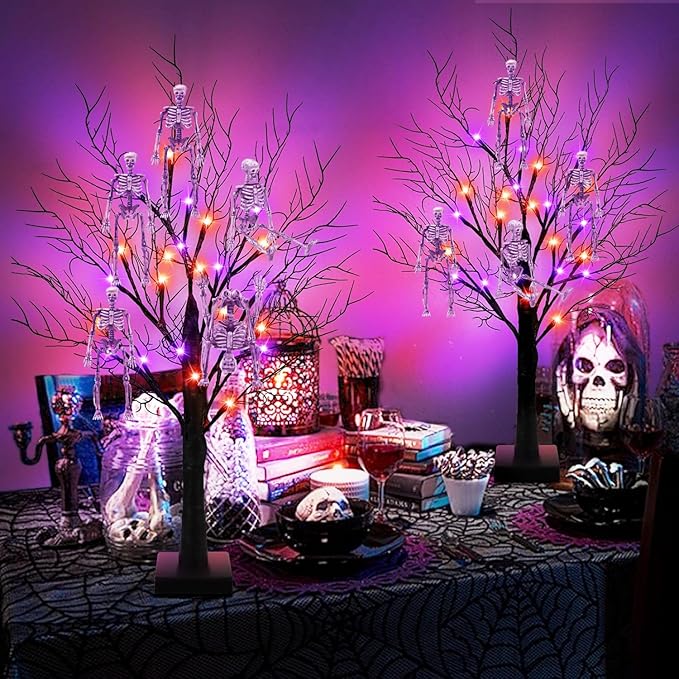 10 Pcs mini skeleton halloween decoration With hemp rope，6”small plastic posable halloween tiny skeleton figurines decor for Halloween Indoor Outdoor Graveyard Decor Haunted House Party Favors-CasaMuseHome