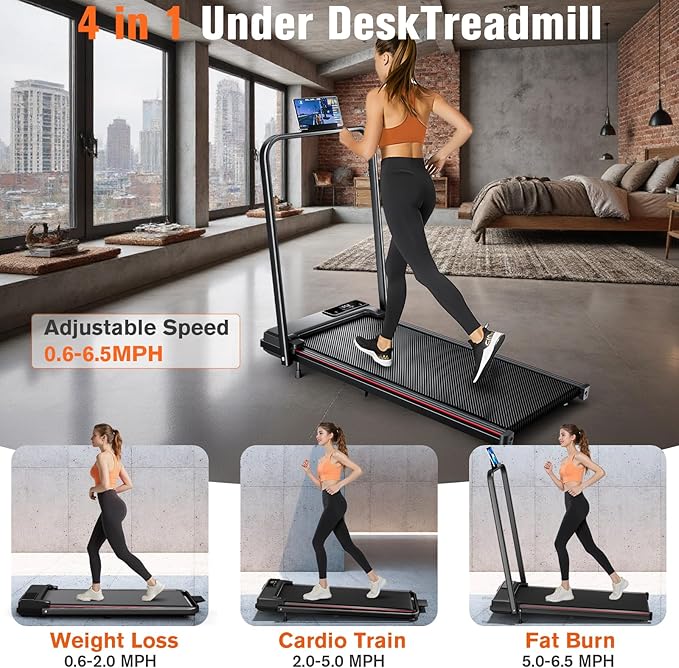 7.8MPH Incline Treadmill for Home, Walking Pad with Handle Bar, Under Desk Compact Treadmill with 350 Lbs Capacity, LED Display & APP, Remote Control, 3.0HP-CasaMuseHome