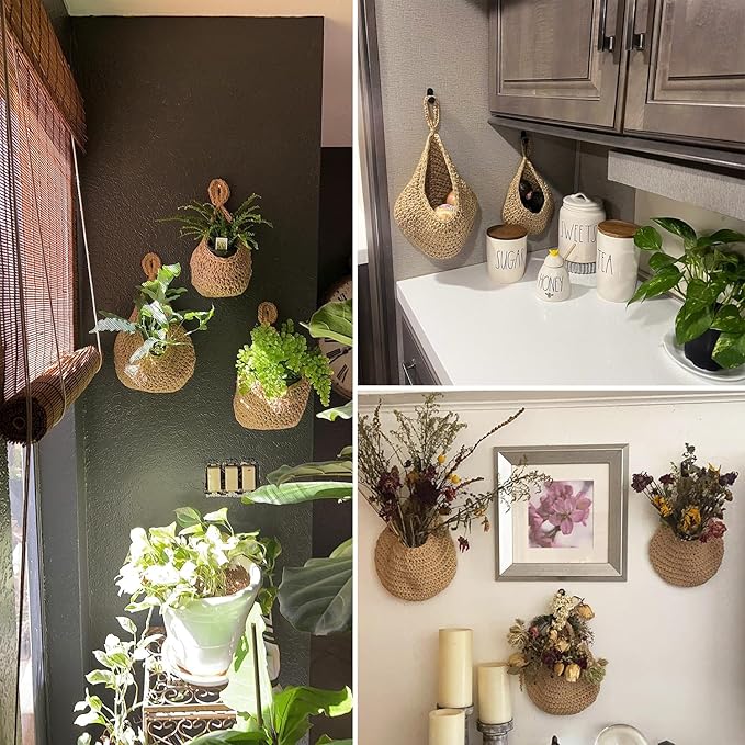 3 Pack Hanging Wall Basket with Hook, 3 Size Wall Hanging Fruit Baskets, Hanging Baskets for Organizing, Hanging Fruit Baskets for Kitchen, Restaurant, Coffee Shop, Party and Garden Decor-CasaMuseHome