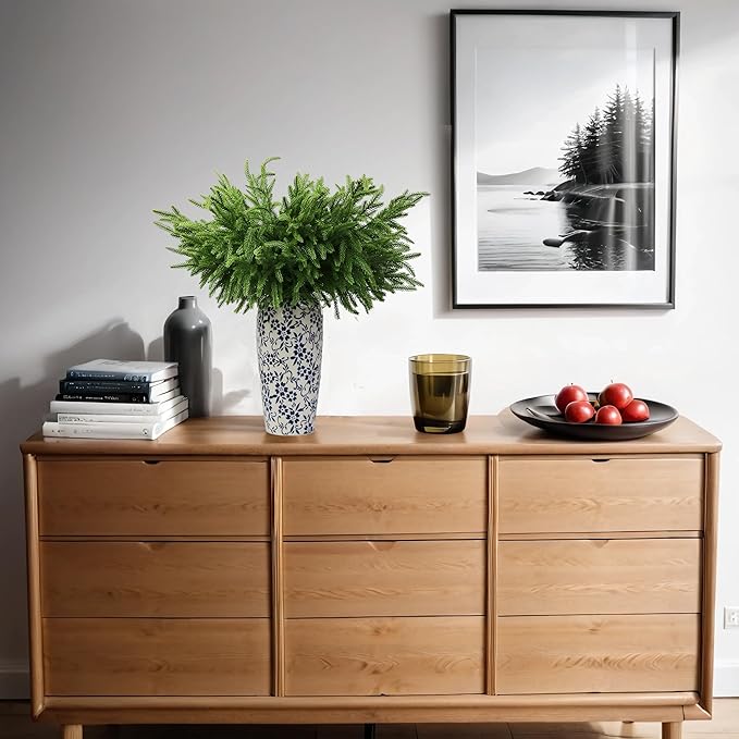 12Pcs Artificial Norfolk Pine Branches 24" Plastic Christmas Plants Decor Faux Greenery Stems Pine Picks Outdoor Faux Plants UV Resistant for Xmas Indoor, Front Porch Home Décor (12, 24inch)-CasaMuseHome