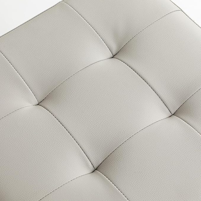 Adeco 18" PU Storage Ottoman, Upholstered Square Faux Leather Foot Rest - Flip Top Footstool with Sturdy Wood Legs, Small Cube Coffee Table Extra Seat for Living Room, Bedroom, Elephant Grey-CasaMuseHome