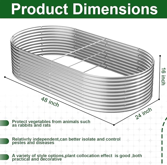 2 Pack 4x2FT Tall Galvanized Raised Garden Bed Outdoor,Metal Garden Bed for Vegetables,Steel Raised Beds for Gardening,Above Ground Garden Box for Flower-CasaMuseHome
