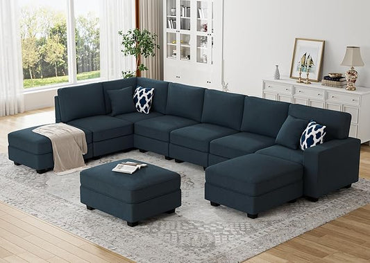 L Lengend Vansen Modular Sectional Sofa U Shaped Couch with Ottoman Modern Reversible Corner Sectional Couch for Living Room (Charcoal, U Shaped Sofa-4)-CasaMuseHome