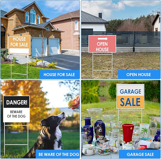 6 Pcs H Stakes for Yard Signs 30'' x 10'' Metal Heavy Duty H Frame Wire Stakes Weatherproof Metal Holder for 4mm 5mm Corrugated Signs Advertising Board Guidepost Yard Halloween Decor-CasaMuseHome