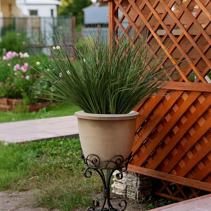 16PCS 17.3" Fake Plants Artificial Wheat Grass Greenery Plastic Plants Fake Grass Artificial Plants for Outdoor Decor Artificial Grass Plant with Greenery Stems for Indoor Home Decoration-CasaMuseHome