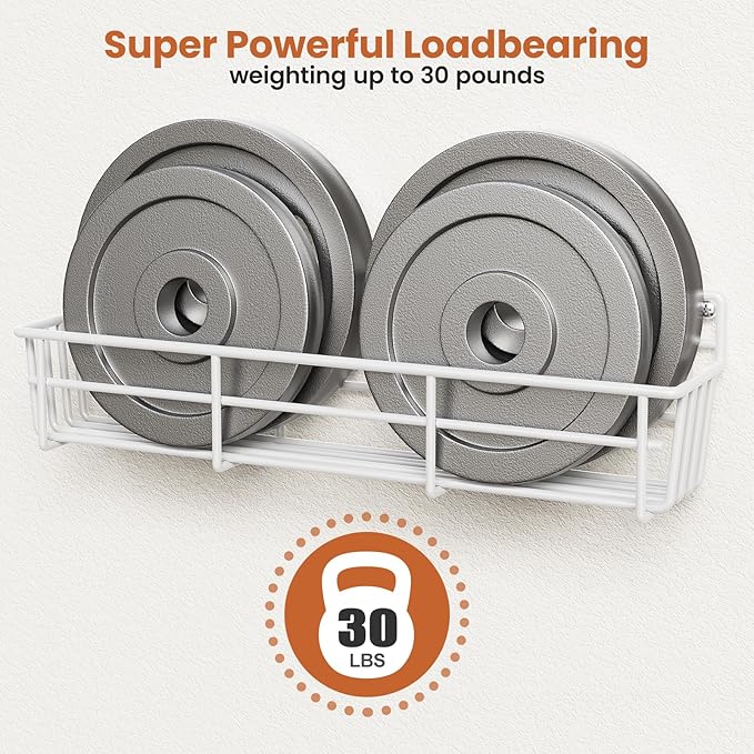 5 Pack Spice Rack Seasoning Organizer Wall Mount, Screw or Adhesive Hanging Shelf Basket Spice Organizer Shelf for Kitchen, White-CasaMuseHome