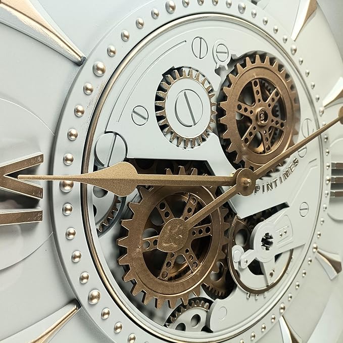 24'' Inch Real Moving Gear Wall Clock Ireland Line (Brass Light, 24 inches (59 cm))-CasaMuseHome