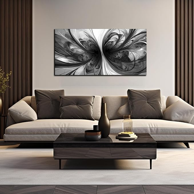 Abstract Wall Art for Living Room Black and White Pictures Wall Art Bedroom,Home Office Wall Decor 20 x 40 Inch-CasaMuseHome