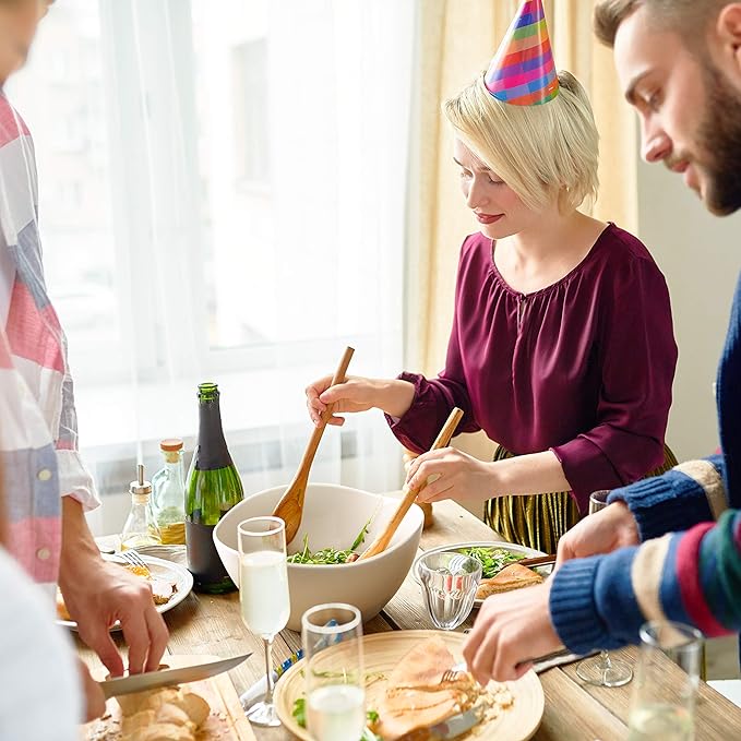 DOWAN Large Mixing Bowls, Ceramic Serving Bowls, 3.2 Quart Deep Salad Bowls, 105 Oz White Fruit Bowls for Modern Home, Set of 2-CasaMuseHome