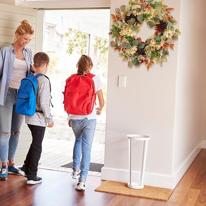 22 in Fall Hydrangea Wreath with Eucalyptus, Pinecones Orange Berries Perfect Autumn Door Wreath for Thanksgiving Harvest Decor - Rustic, Lifelike Durable for Indoor Outdoor Use-CasaMuseHome