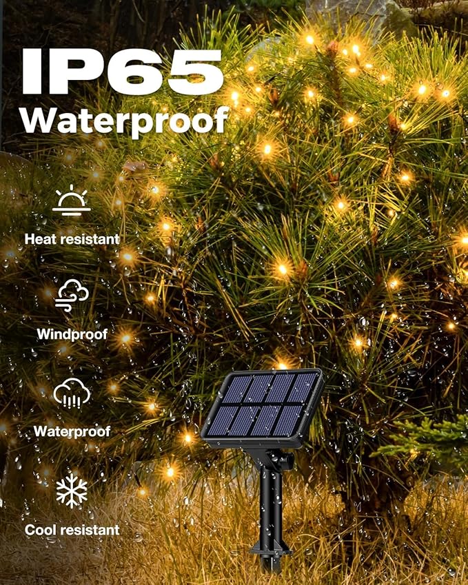 3 Pack Solar Fairy Lights for Outside Waterproof, Total 147FT 450 LED Solar String Lights Outdoor 8 Modes Solar Twinkle Lights for Garden Yard Christmas Tree Wedding Party Decor, Warm White-CasaMuseHome